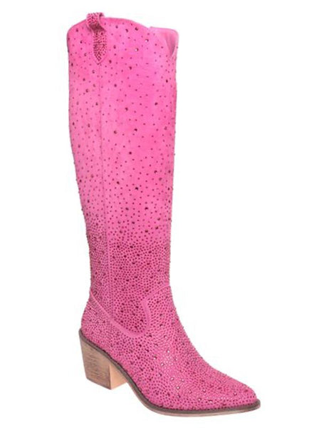 Tall Fuchsia Boot W/Rhinestones