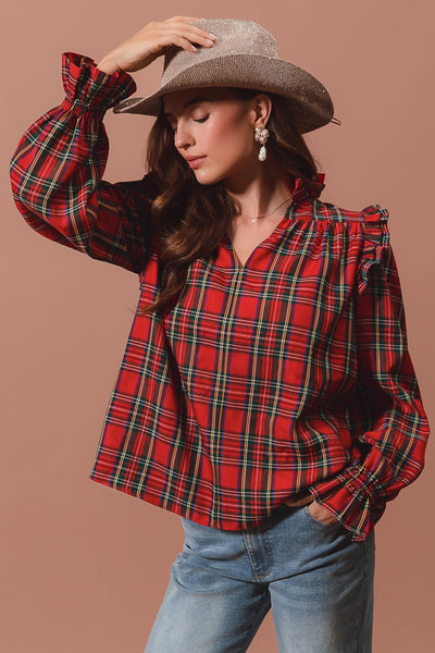 Christmas Checkered Plaid Blouse