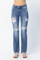 Destroy Straight-Mid Rise Jeans