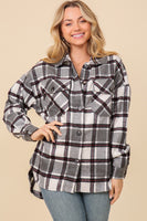 Black Oversized Plaid Shacket