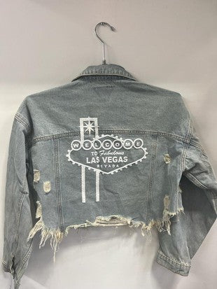 Welcome to Vegas Crop Denim Jacket