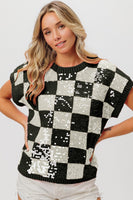 Checker Sleeveless Sweater