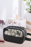 Checkered Clear Cosmetic Makeup Bag