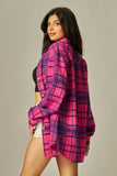 Oversized Shacket Fuchsia & Navy