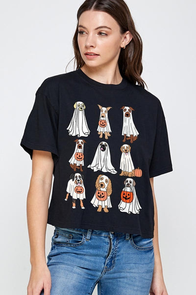 Halloween Ghost Dog Crop Top