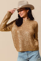 Gold Crew Neck Metallic Sweater