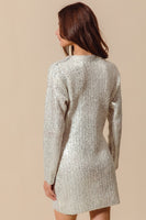 Silver Metallic Holiday Sweater Dress