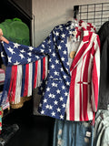 American Flag Blazer W/Fringed Sleeves XL