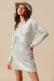 Silver Metallic Holiday Sweater Dress