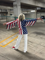 American Flag Blazer W/Fringed Sleeves XL