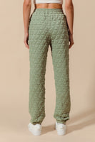 Olive Triangle Quilted Straight Jogger Pants