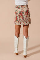 Floral Jacquard Mini Skirt