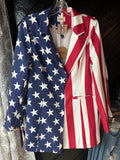 American Flag Blazer W/Fringed Sleeves XL