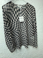 Checker Print Mesh LS Black