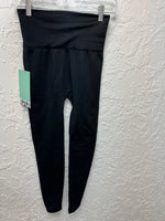 High Waist Fleece Leggings Black One Size