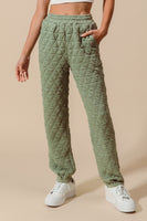 Olive Triangle Quilted Straight Jogger Pants