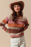 Oatmeal Wavy Stripe Sweater