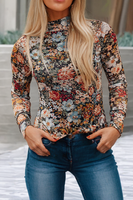 Floral LS Sheath Mesh Blouse